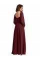 Ouro Borgonha Decote Quadrado Mangas Compridas Linha A Vestidos de Madrinha Online