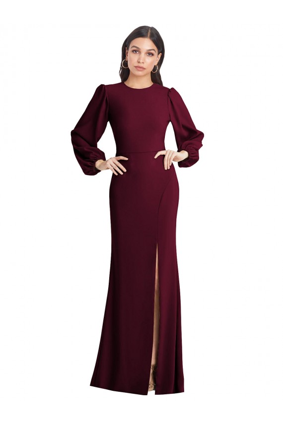 Ouro Borgonha Barco Mangas Bufantes Abrir de volta Trombeta Vestidos de Madrinha / Vestidos de Noite / Vestidos de Festa Online