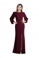 Ouro Borgonha Barco Mangas Bufantes Abrir de volta Trombeta Vestidos de Madrinha / Vestidos de Noite / Vestidos de Festa Online