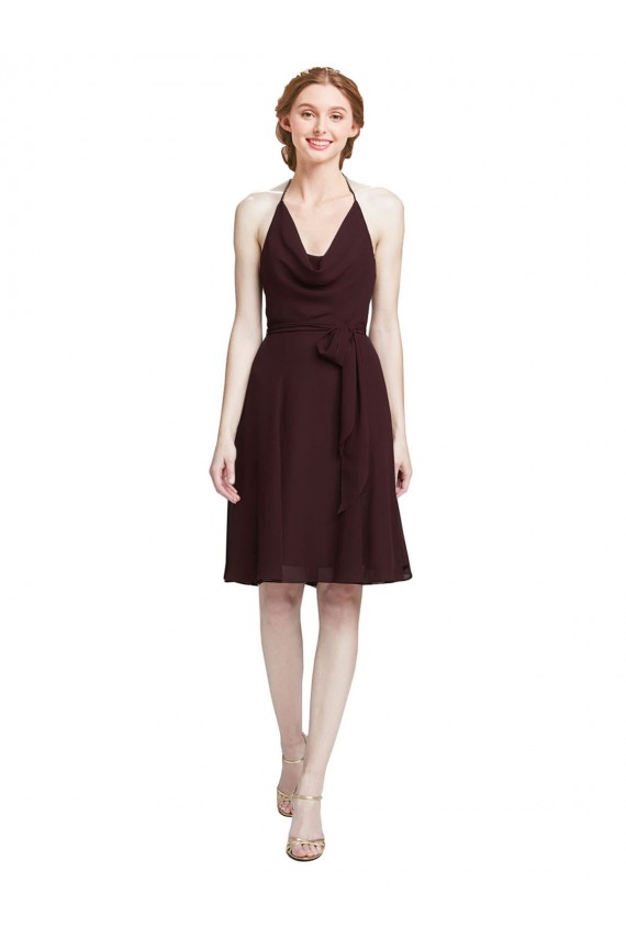 Ouro Borgonha Cabeçada Sem Mangas Linha A Vestidos de Madrinha / Vestidos de Cocktail / Vestidos de Homecoming Online