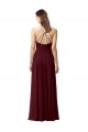 Ouro Borgonha Decote Alto Sem Mangas Criss Cruz Linha A Vestidos de Madrinha Online