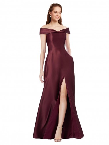 Ouro Borgonha Sem alças Mangas Curtas Linha A Vestidos de Madrinha / Vestidos de Noite / Vestidos de Festa Online