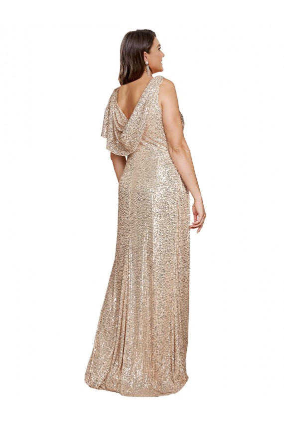 Ouro Decote V Sem Mangas Linha A Vestidos de Madrinha / Vestidos de Noite / Vestidos de Festa Online