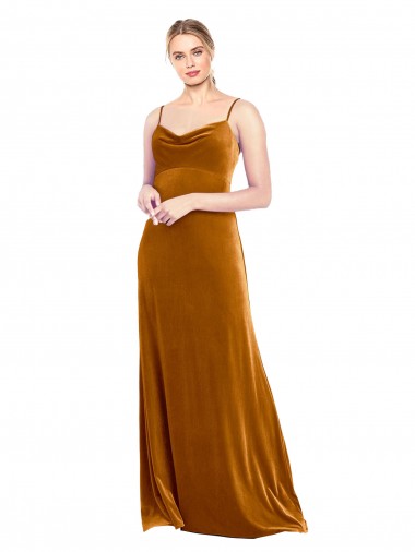 Ouro Decote Capuz Sem Mangas Linha A Vestidos de Madrinha / Vestidos de Festa Online