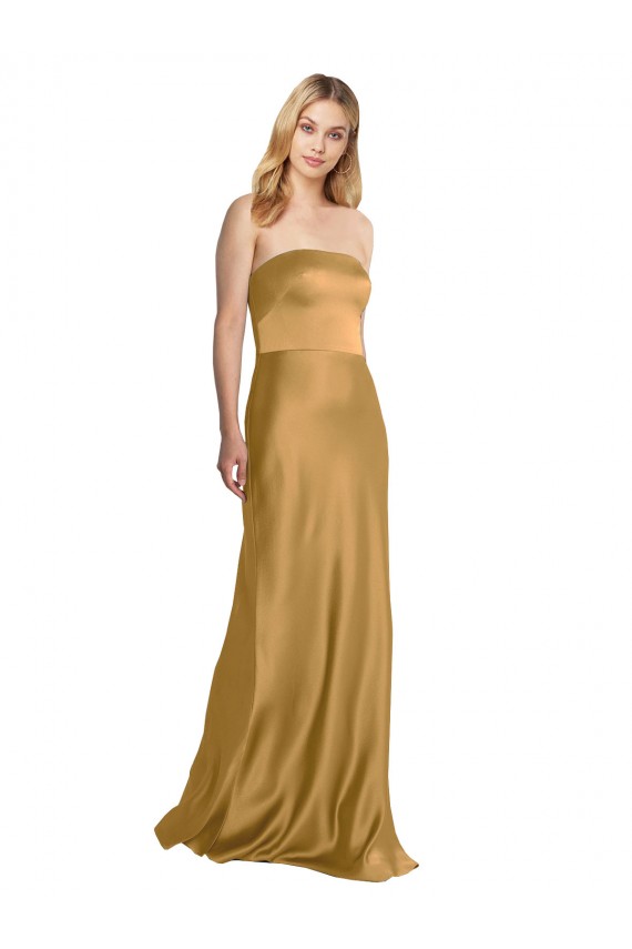 Ouro Sem alças Sem Mangas Linha A Vestidos de Madrinha / Vestidos de Noite / Vestidos de Festa Online