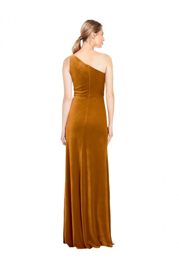 Ouro Um Ombro Sem Mangas Linha A Vestidos de Madrinha / Vestidos de Noite / Vestidos de Festa Online