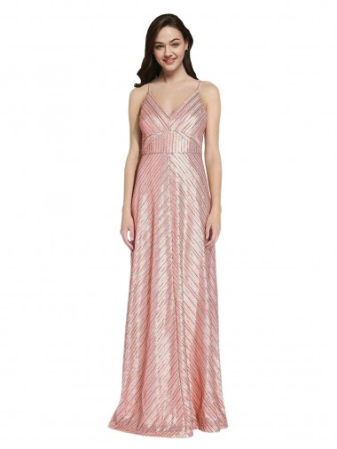 Ouro Rosa Decote V Sem Mangas Lombar Bainha Vestidos de Madrinha / Vestidos de Noite / Vestidos de Festa Online