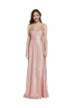 Ouro Rosa Decote V Sem Mangas Lombar Bainha Vestidos de Madrinha / Vestidos de Noite / Vestidos de Festa Online