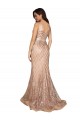 Ouro Rosa Decote V Sem Mangas Costas em V Sereia Vestidos de Madrinha / Vestidos de Noite / Vestidos de Festa Online