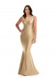 Ouro Suave Decote V Sem Mangas Costas em V Sereia Vestidos de Madrinha / Vestidos de Noite / Vestidos de Festa Online