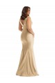 Ouro Suave Decote V Sem Mangas Costas em V Sereia Vestidos de Madrinha / Vestidos de Noite / Vestidos de Festa Online
