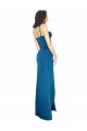 Pavão Azul Alças finas Sem Mangas Lombar Bainha Vestidos de Madrinha / Vestidos de Noite / Vestidos de Festa Online