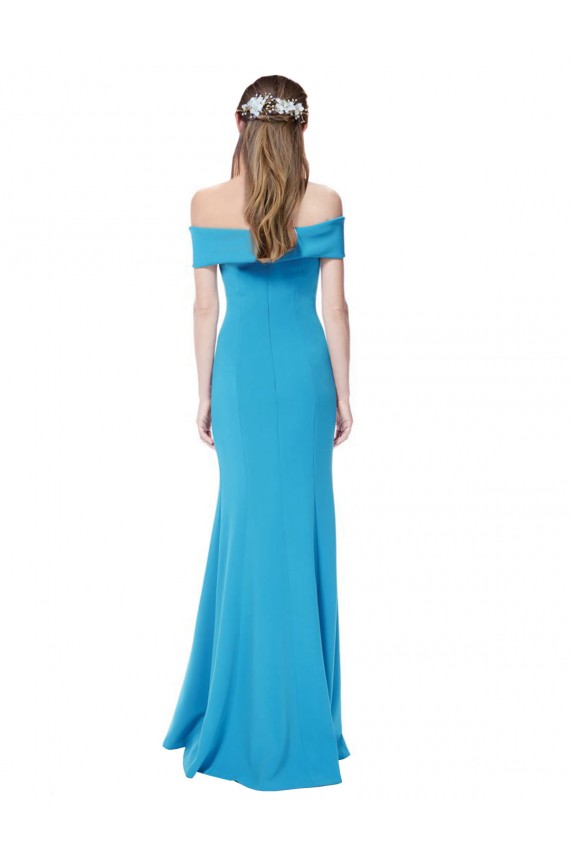 Pavão Azul Fora do Ombro Sem Mangas Bainha Vestidos de Madrinha / Vestidos de Noite / Vestidos de Festa Online