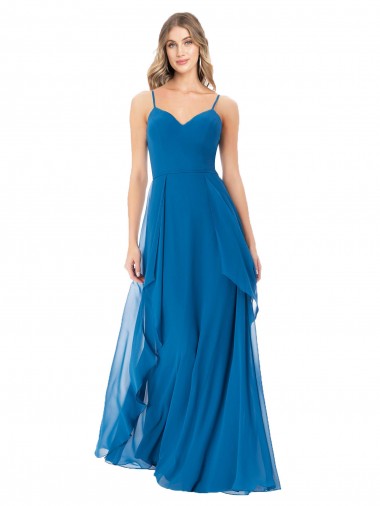 Pavão Azul Amor Sem Mangas Linha A Vestidos de Madrinha Online