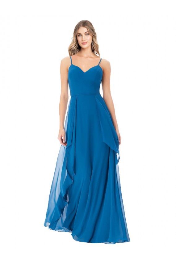 Pavão Azul Amor Sem Mangas Linha A Vestidos de Madrinha Online