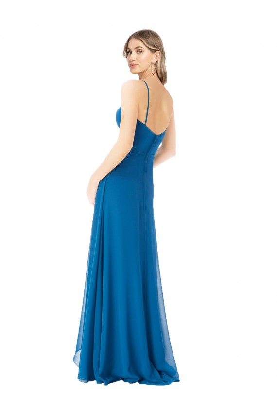 Pavão Azul Amor Sem Mangas Linha A Vestidos de Madrinha Online
