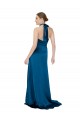 Pavão Azul Cabeçada Sem Mangas Abrir de volta Linha A Vestidos de Madrinha / Vestidos de Noite / Vestidos de Festa Online