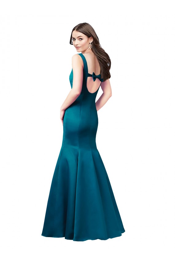 Pavão Azul Barco Sem Mangas Sereia Vestidos de Madrinha / Vestidos de Festa Online