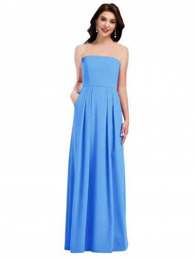 Pavão Azul Sem alças Sem Mangas Lombar Trombeta Vestidos de Madrinha / Vestidos de Festa Online
