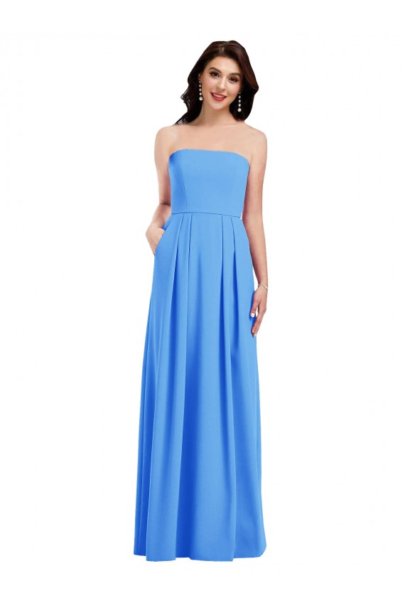 Pavão Azul Sem alças Sem Mangas Lombar Trombeta Vestidos de Madrinha / Vestidos de Festa Online