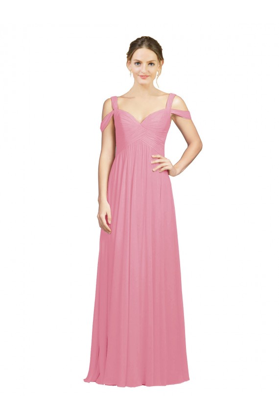 Pele Rosa Amor Sem Mangas Linha A Vestidos de Madrinha Online