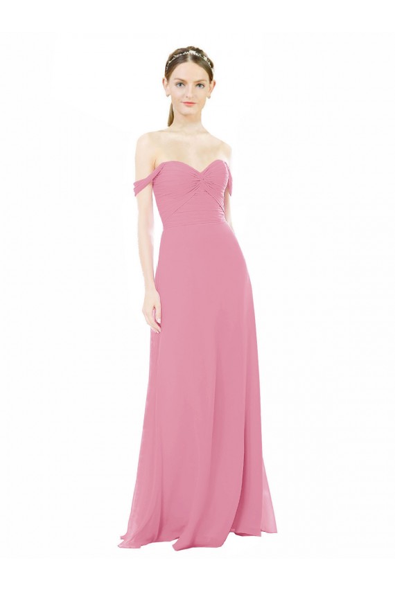 Pele Rosa Amor Mangas Curtas Linha A Vestidos de Madrinha Online