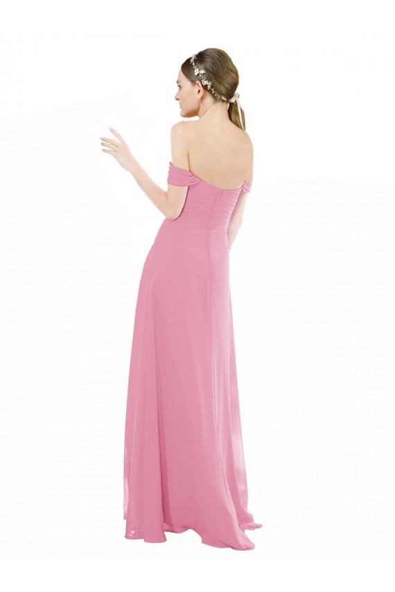 Pele Rosa Amor Mangas Curtas Linha A Vestidos de Madrinha Online