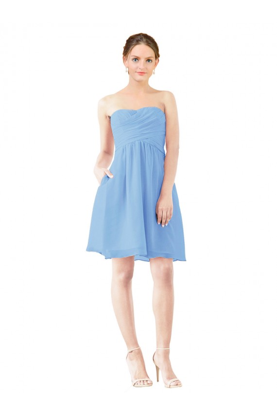 Pervinca Sem alças Sem Mangas Abrir de volta Linha A Vestidos de Madrinha / Vestidos de Cocktail / Vestidos de Homecoming Online