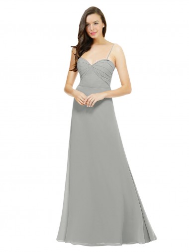Prata Amor Sem Mangas Linha A Vestido de Madrinha / Vestido de Baile Online
