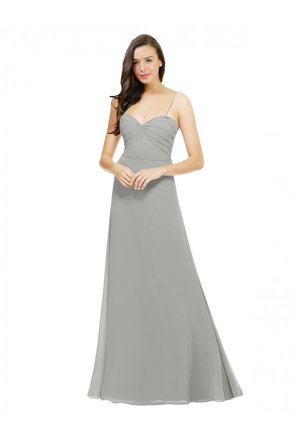 Prata Amor Sem Mangas Linha A Vestido de Madrinha / Vestido de Baile Online