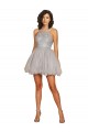 Prata Cabeçada Sem Mangas Criss Cruz Linha A Vestidos de Madrinha / Vestidos de Cocktail / Vestidos de Homecoming Online