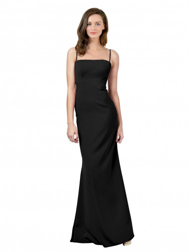 Preto Decote Quadrado Sem Mangas Lombar Bainha Vestidos de Madrinha / Vestidos de Noite / Vestidos de Festa Online