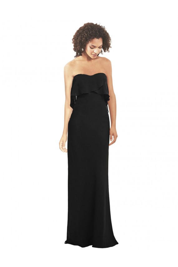 Preto Sem alças Sem Mangas Bainha Vestidos de Madrinha Online