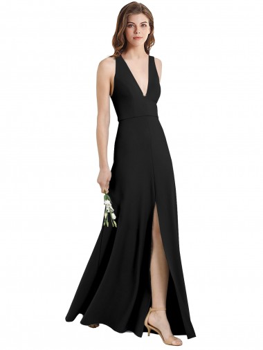 Preto Decote Alto Sem Mangas Bainha Vestidos de Madrinha / Vestidos de Noite / Vestidos de Festa Online
