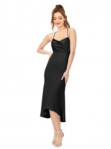 Preto Decote Capuz Sem Mangas Criss Cruz Bainha Vestidos de Madrinha / Vestidos de Noite / Vestidos de Festa Online
