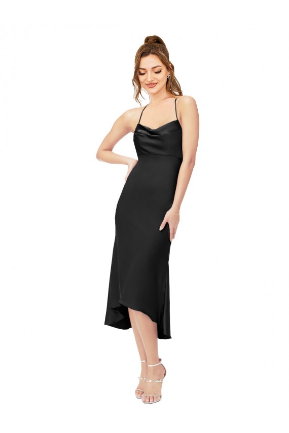 Preto Decote Capuz Sem Mangas Criss Cruz Bainha Vestidos de Madrinha / Vestidos de Noite / Vestidos de Festa Online