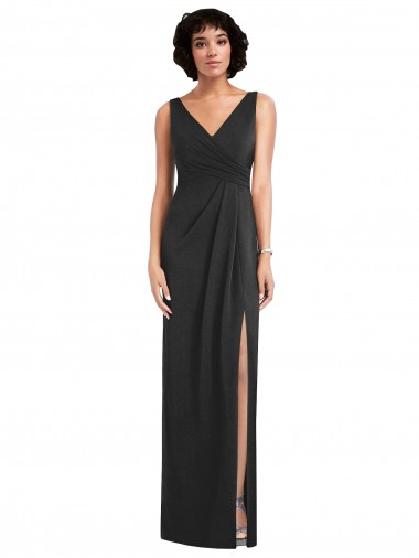 Preto Decote V Sem Mangas Costas em V Bainha Vestidos de Madrinha / Vestidos de Noite / Vestidos de Festa Online