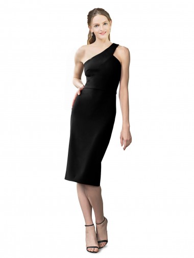 Preto Um Ombro Sem Mangas Bainha Curto Vestidos de Madrinha / Vestidos de Noite / Vestidos de Festa Online