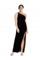 Preto Um Ombro Sem Mangas Bainha Vestidos de Madrinha / Vestidos de Noite / Vestidos de Festa Online