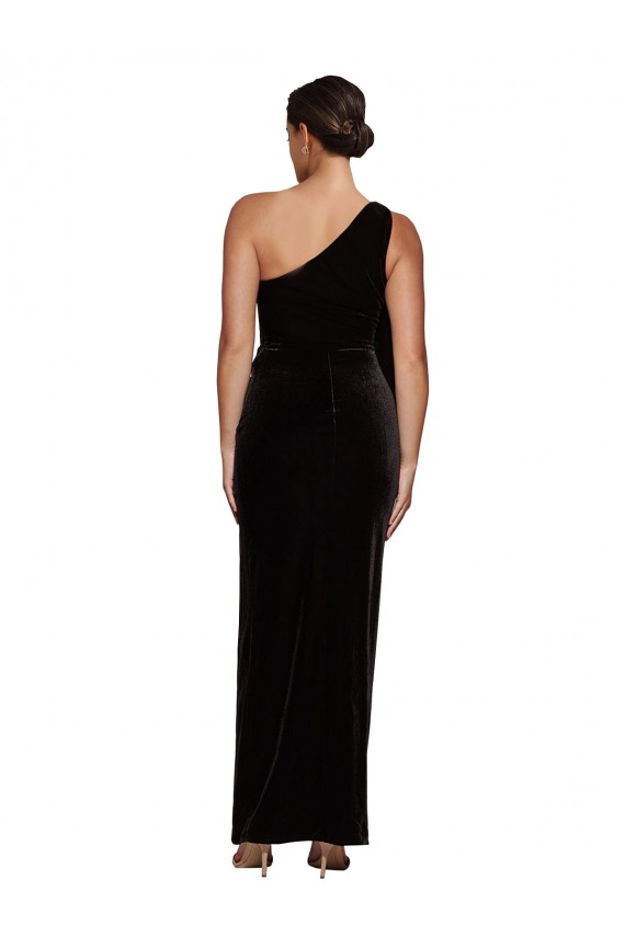 Preto Um Ombro Sem Mangas Bainha Vestidos de Madrinha / Vestidos de Noite / Vestidos de Festa Online