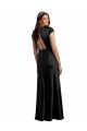 Preto Decote V Mangas Curtas Buraco da fechadura Linha A Vestidos de Madrinha / Vestidos de Noite / Vestidos de Festa Online