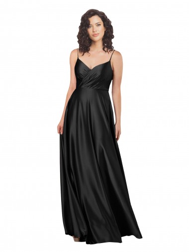 Preto Decote V Sem Mangas Lombar Linha A Vestidos de Madrinha / Vestidos de Noite / Vestidos de Festa Online