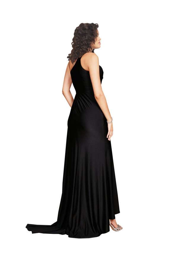Preto Um Ombro Sem Mangas Linha A Longo Vestidos de Madrinha / Vestidos de Noite / Vestidos de Festa Online