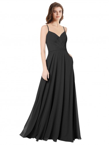 Preto Amor Sem Mangas Abrir de volta Linha A Vestidos de Madrinha Online