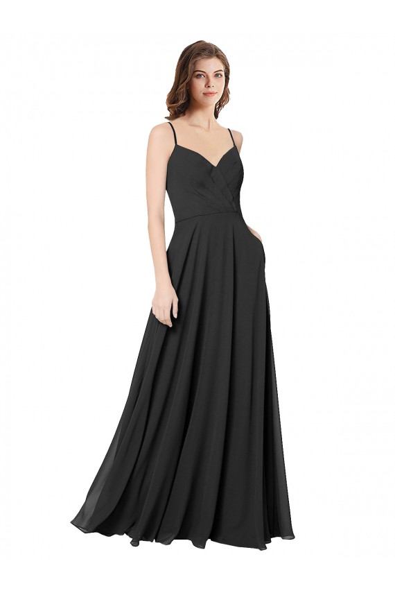 Preto Amor Sem Mangas Abrir de volta Linha A Vestidos de Madrinha Online