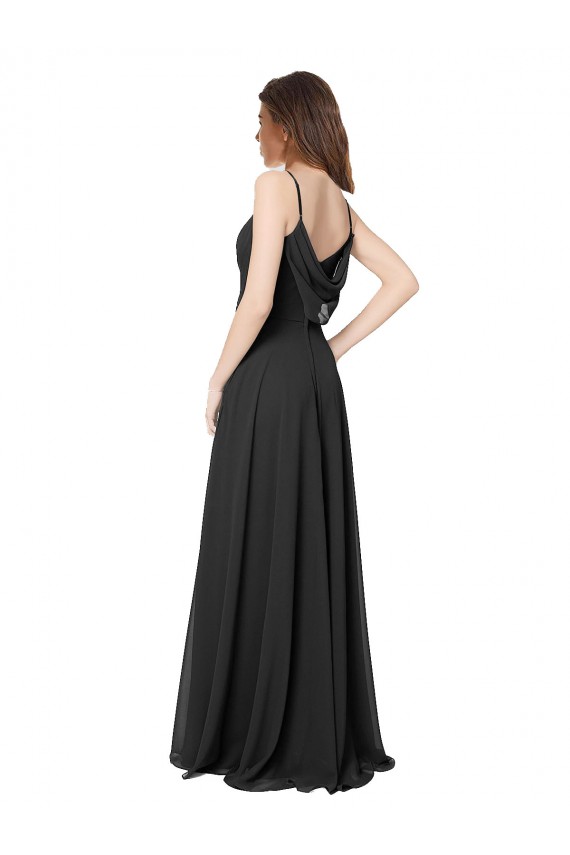 Preto Amor Sem Mangas Abrir de volta Linha A Vestidos de Madrinha Online