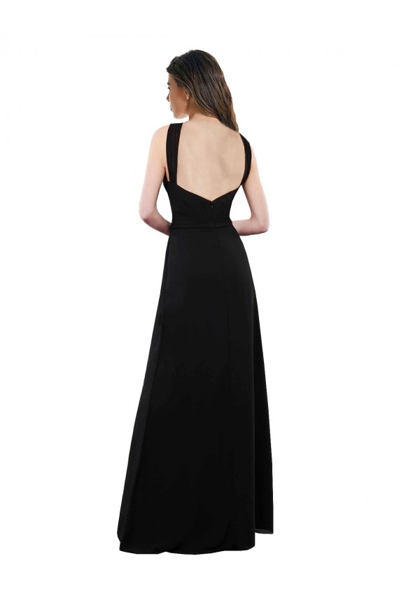 Preto Cabeçada Sem Mangas Abrir de volta Linha A Vestidos de Festa / Vestidos de Madrinha Online