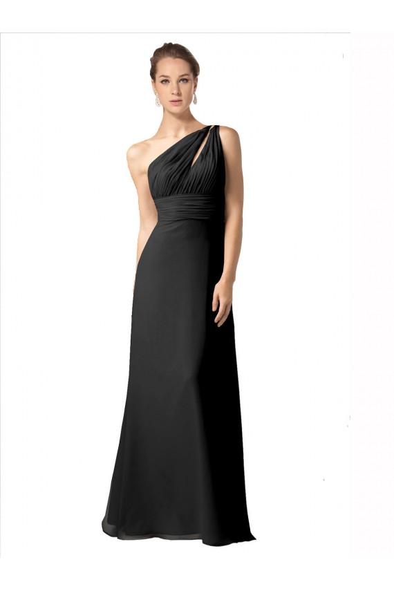 Preto Um Ombro Sem Mangas Linha A Vestido de Noite / Vestidos de Madrinha Online