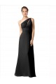 Preto Um Ombro Sem Mangas Linha A Vestido de Noite / Vestidos de Madrinha Online