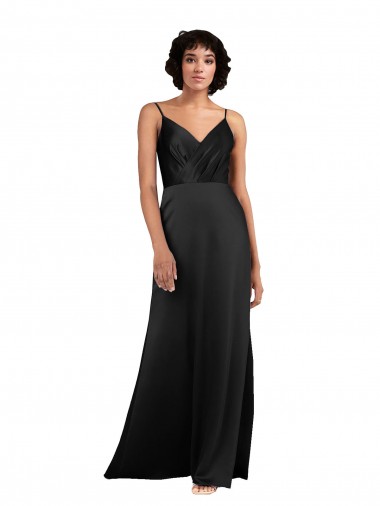 Preto Decote V Sem Mangas Coluna Vestidos de Madrinha / Vestidos de Noite / Vestidos de Festa Online